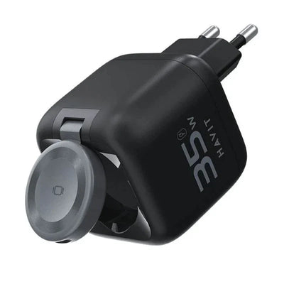 شاحن هافيت UC250 المتكامل (Havit) - الموديل UC250 شاحن سفر 35 واط بتقنية GaN: كيبل قابل للسحب وشاحن ساعة مدمج
