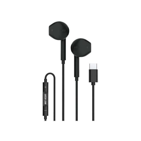Green Lion Stereo Earphone With Type-C Connector Black