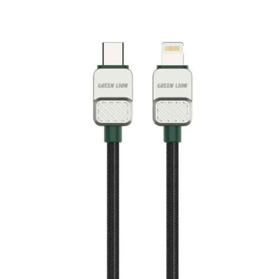 Green Lion USB C to Lightning Electroplated Braided Cable 1m 27W Black + Green