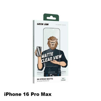 Green Lion 9H Steve Matte Privacy Glass Protector for iPhone 16 Pro Max Black لاصق حماية للايفون 16 برو ماكس