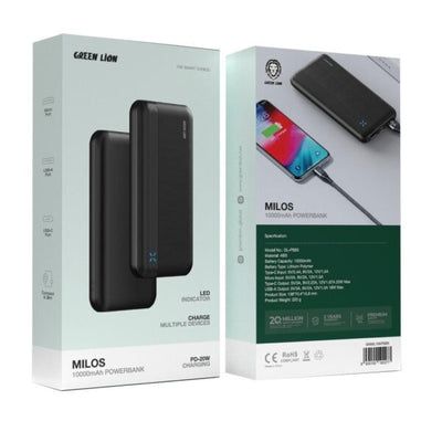 Green Lion Milos 10000mAh Powerbank PD20W Black