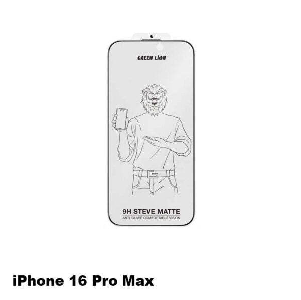 Green Lion 9H Steve Matte Privacy Glass Protector for iPhone 16 Pro Max Black لاصق حماية للايفون 16 برو ماكس