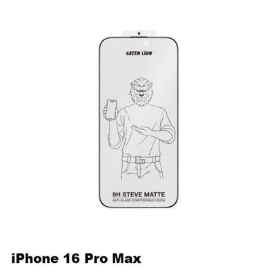 Green Lion 9H Steve Matte Privacy Glass Protector for iPhone 16 Pro Max Black لاصق حماية للايفون 16 برو ماكس