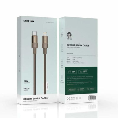 Green Lion Desert Spark Cable USB-C to Lightning 1M 27W Desert Titanium