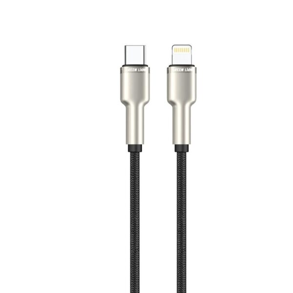 Green Lion USB-C to Lightning Braided Zinc Alloy Cable 27W 1M Black