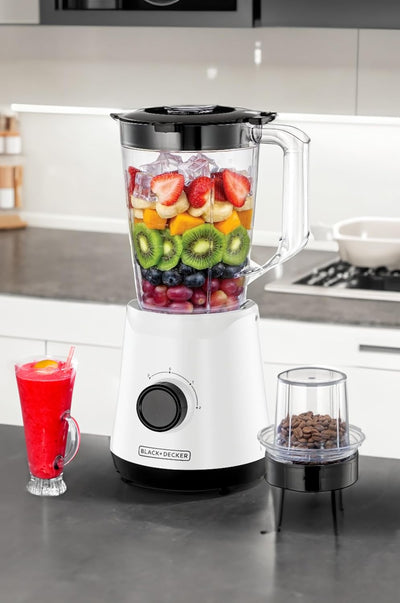 Black&Decker BX520-B5 500W Blender with 1 Grinder - White (خلاط)
