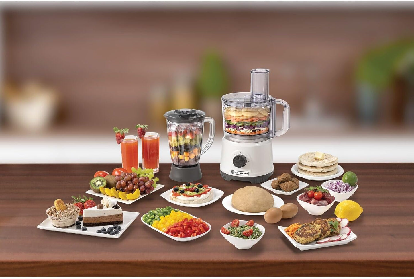 BLACK+DECKER FX822-B5 Food Processor, 800W, 24 Functions with 2L Bowl, 1.5L Blender Jar