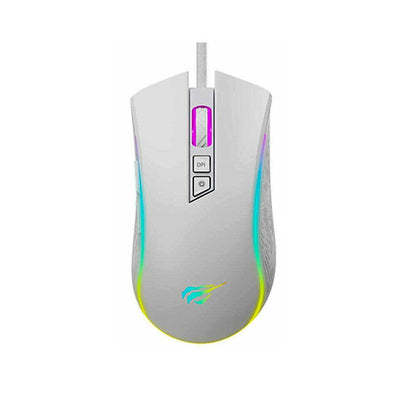 ماوس الألعاب Havit MS1034 السلكي (RGB) دقة  4800DPI ، 7 أزرار قابلة للبرمجة، وتصميم أبيض أنيق