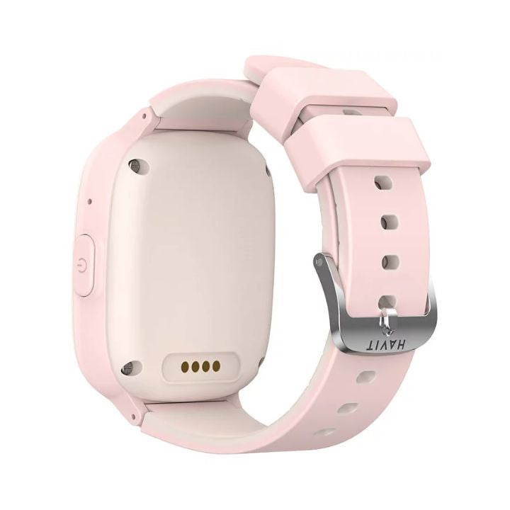ساعة Havit KW11 الذكية للأطفال (اللون الوردي) تواصل  4G ، تتبع  GPS  متعدد، وميزات أمان متقدمة للأطفال