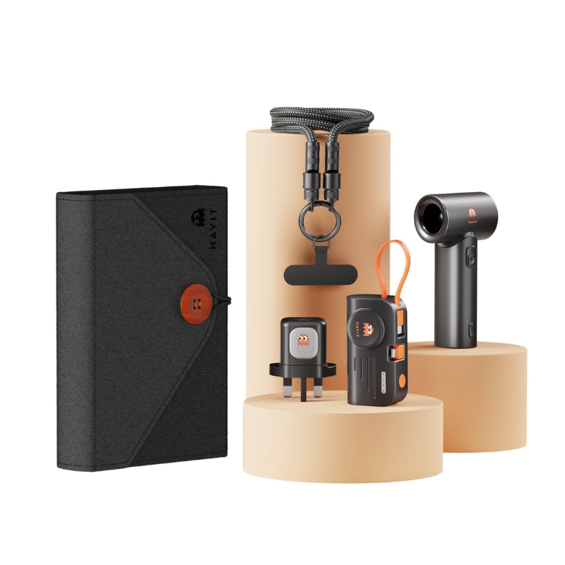 طقم شاحن هافيت (Havit) - الموديل STK011 شاحن سريع 20 واط مع منفاخ هواء للتنظيف