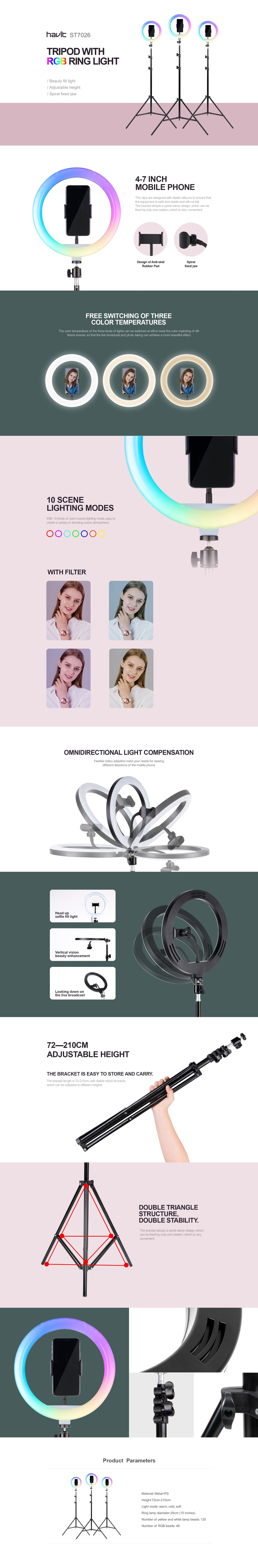 ST7026 LED Phone Holder رنك لايت