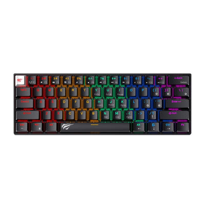كيبورد الألعاب Havit KB903L الميكانيكي تصميم مدمج 60%، سويتشات Red Linear، وإضاءة RGB أنيقة