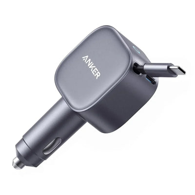 Anker Nano 75W USB-C Car Charger with Built-in Retractable USB-C Cable A2738