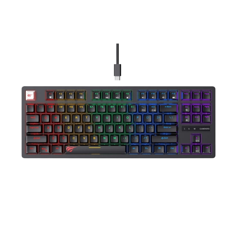 كيبورد الألعاب Havit KB892L الميكانيكي تصميم TKL مدمج، سويتشات Blue Clicky، وموثوقية  50  مليون ضغطة