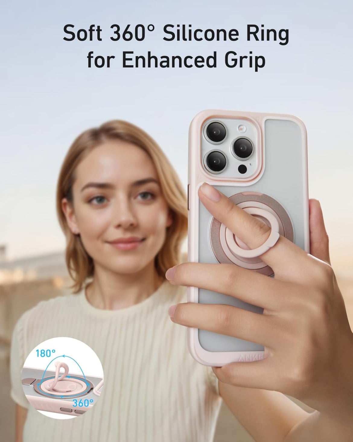 Anker MagGo Magnetic Case with 360° Soft Silicone Ring Stand for iPhone 16 Pro Max