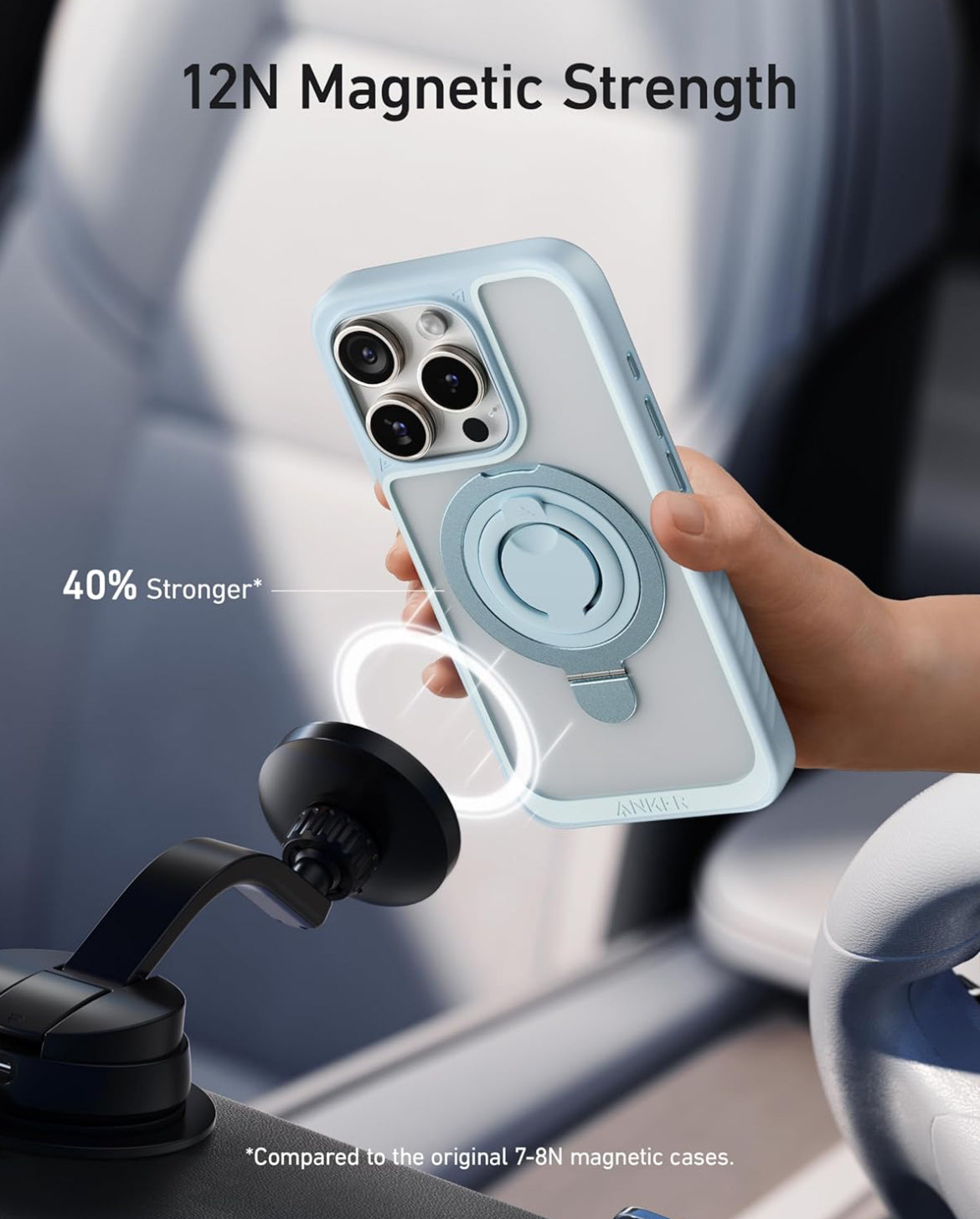 Anker MagGo Magnetic Case with 360° Soft Silicone Ring Stand for iPhone 16 Pro Max