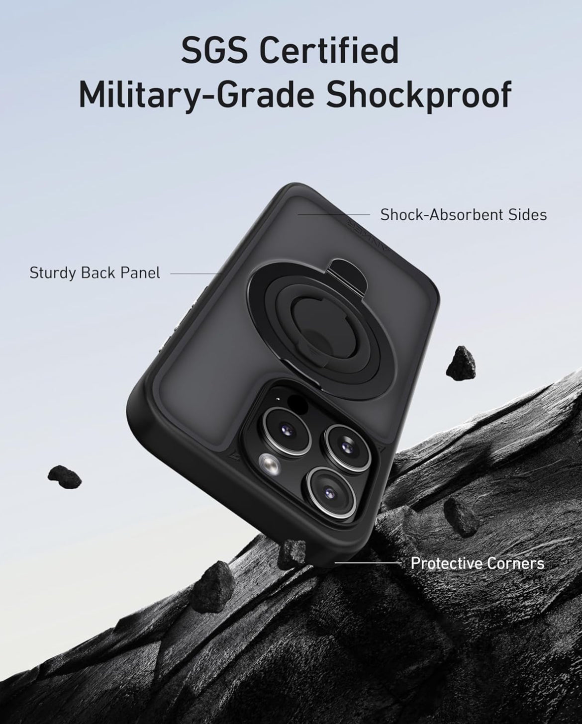 Anker MagGo Magnetic Case with 360° Soft Silicone Ring Stand for iPhone 16 Pro Max