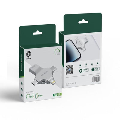 Green Lion 4 in 1 USB Flash Drive 128GB Silver