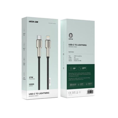Green Lion USB-C to Lightning Braided Zinc Alloy Cable 27W 1M Black