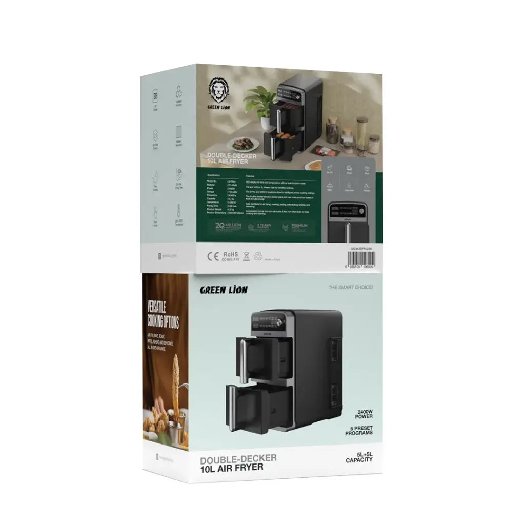 Green Lion 10L Double-Decker Air Fryer - Black