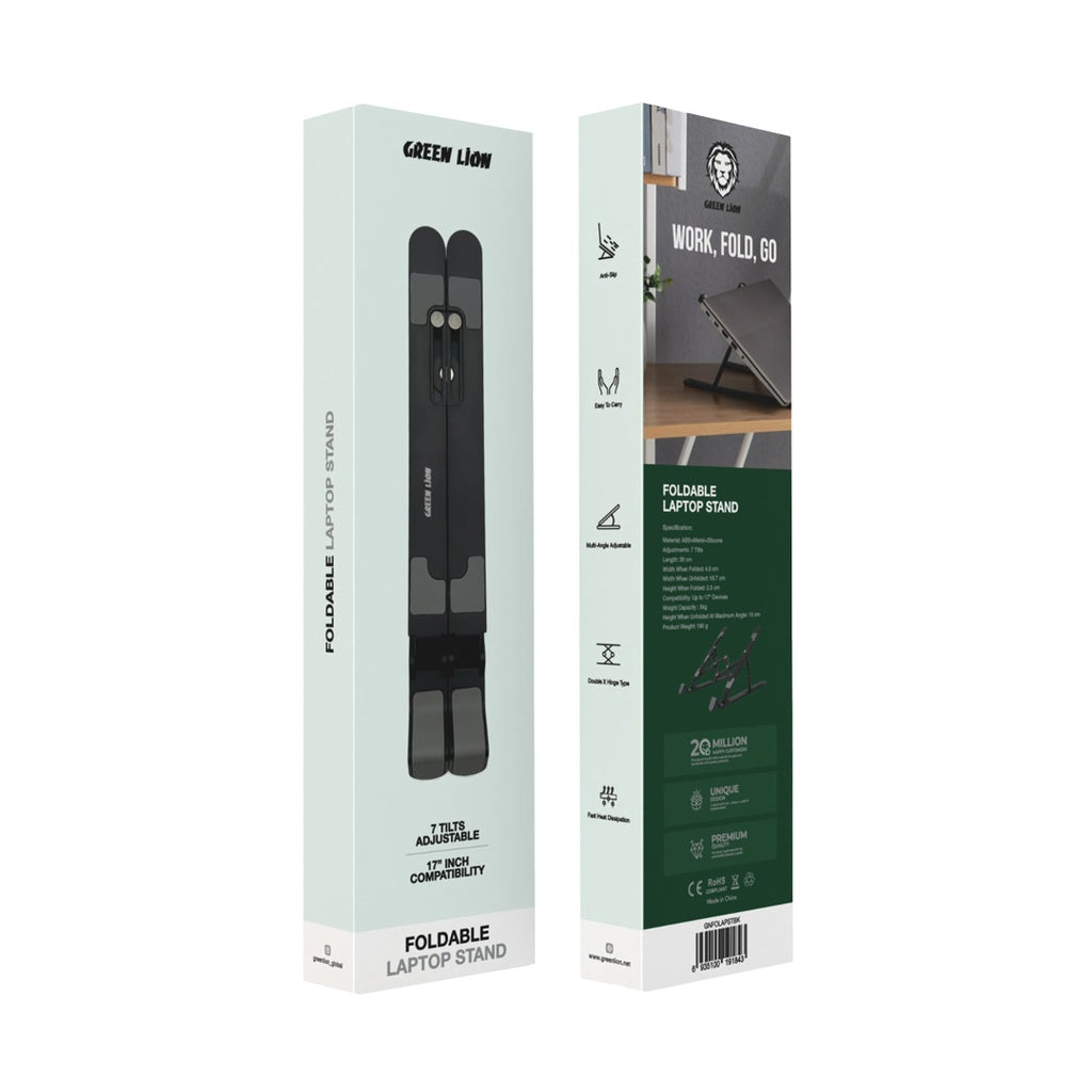 Green Lion Foldable Laptop Stand 7 Tilts - Black