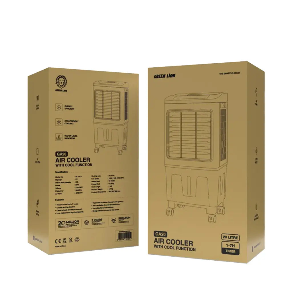 Green Lion GA20 Air Cooler with Cool Function - White/Gray