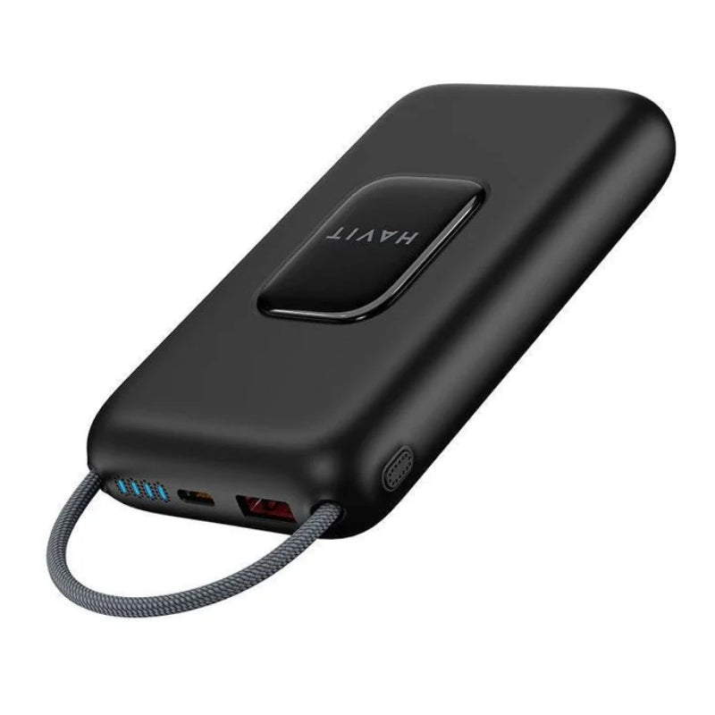 شاحن الطوارئ Havit PB35 ( 20,000mAh ,  22.5W ) سعة ضخمة وكفاءة عالية:  20,000mAh  مع كابل  USB-C  مدمج وشحن  22.5W