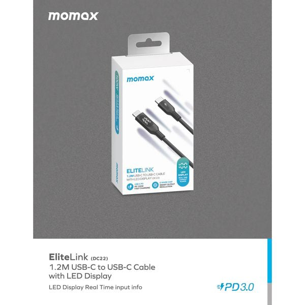 Momax ELITELINK 1.2M USB-C to USB-C CABLE WITH LED