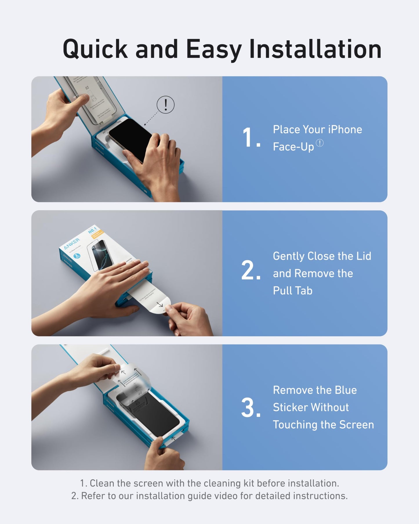 Anker Easy Fit HD Screen Protector, for iPhone 16 Pro Max Screen Protector,  (2-Pack)