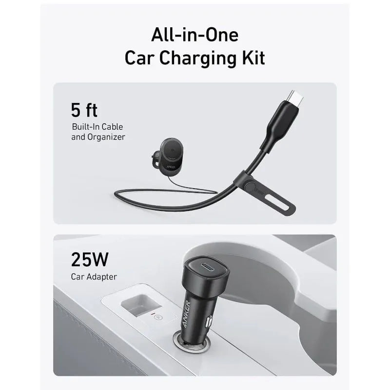 Anker MagGo Wireless Car Charger (15W) with Pad and Built In C cable