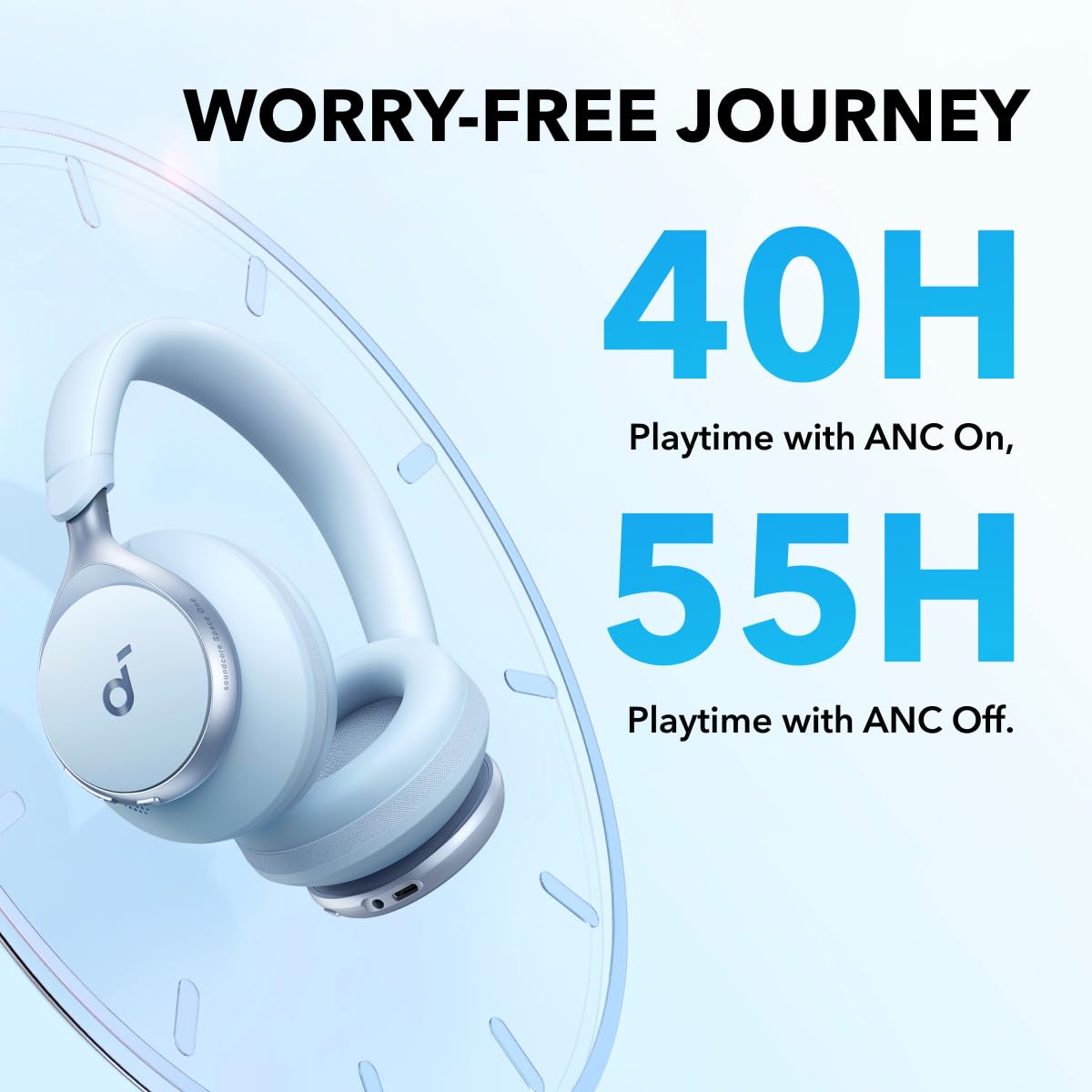 Anker Soundcore Space One Headphone White سماعات من انكر بعمر بطارية 40 ساعة
