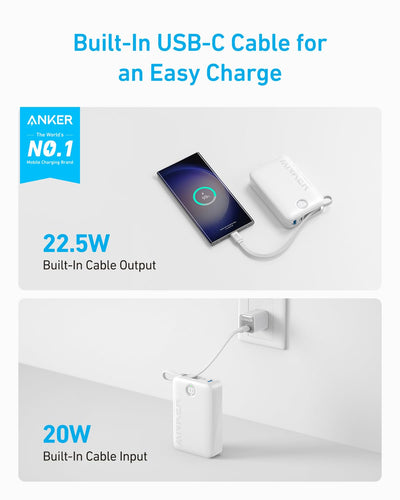 Anker 335 Power Bank 20K mAh 22.5W With Built-In
USB-C Cable