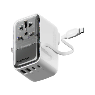 Momax 1-World+ Flow 4-Port Travel Charger With Built-In USB-C Cable 35W