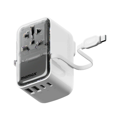 Momax 1-World+ Flow 4-Port Travel Charger With Built-In USB-C Cable 35W