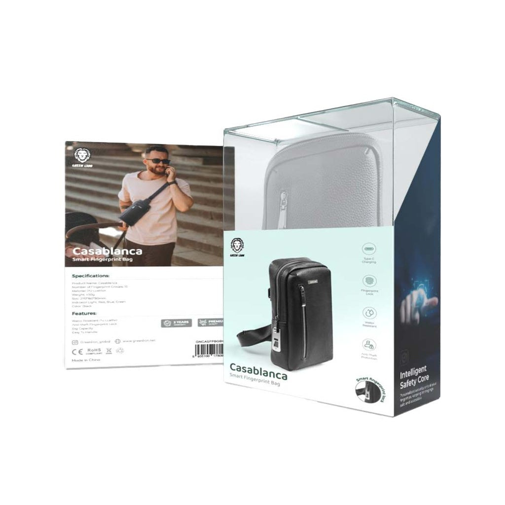 Green Lion Casa Blanca Smart Fingerprint Bags - Black بصمة اصبع