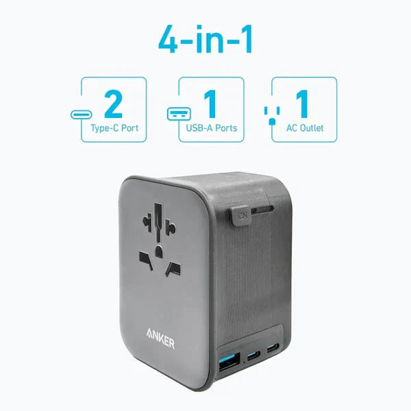 Anker Nano Travel Adapter 4-in-1 65W GaN Black