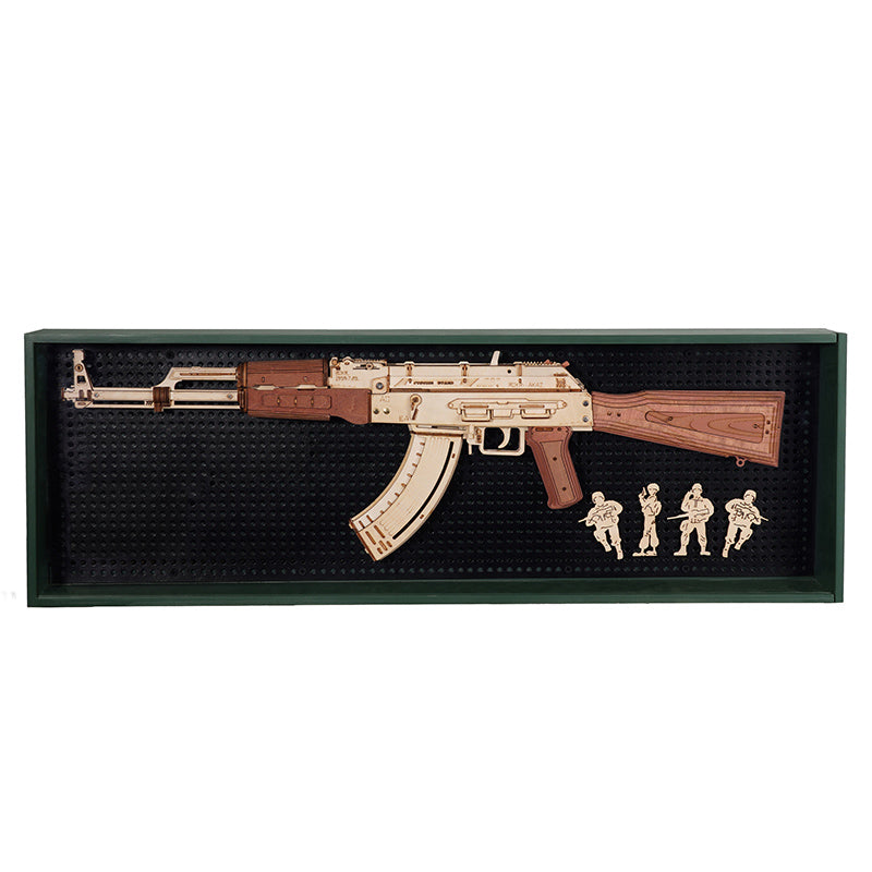 مجسم بندقية كلاشنكوف ROKR AK-47 خشبي (LQ901) - أحجية ثلاثية الأبعاد للكبار