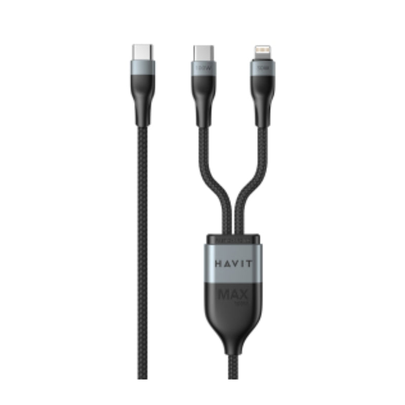 كيبل شحن هافيت (Havit) - الموديل CB6326 USB Type-C إلى (1x USB Type-C + 1x Lightning)