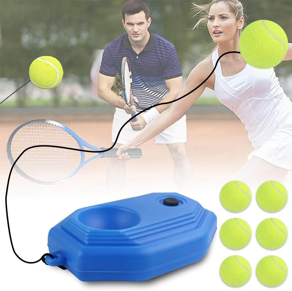 مدرب التنس الفردي مع قاعدة ارتداد وكرات إضافية - للتدريب المنزلي وتحسين المهارات