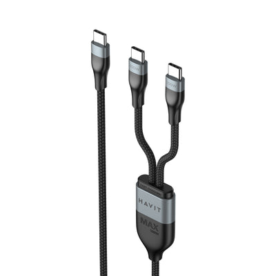 كيبل شحن هافيت (Havit) - الموديل CB6325 USB Type-C إلى (2x USB Type-C)