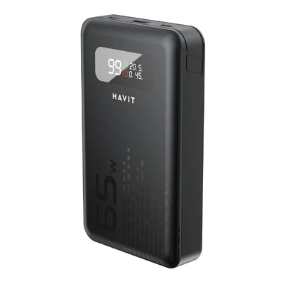 شاحن الطوارئ Havit PB5212 ( 20,000mAh ,  100W ) - مع كابلات مدمجة الباور بانك اللابتوب:  100W  إخراج، سعة  20,000mAh ، وشاشة  LED  ذكية