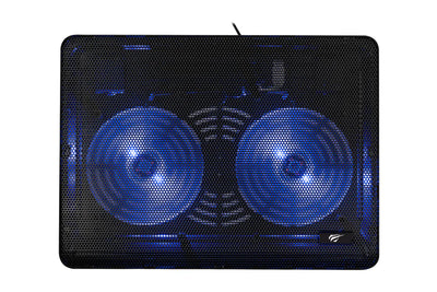 ستاند تبريد الحاسوب Havit HV-F2035 ( Ultra-Slim ) التبريد الأساسي: مروحتان كبيرتان، هيكل نحيف من الألومنيوم، ومحمولية عالية