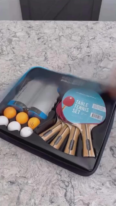 مجموعة تنس الطاولة الاحترافية المتكاملة - 4 مضارب، شبكة محمولة، و 6 كرات