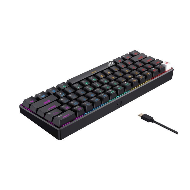 كيبورد الألعاب Havit KB903L الميكانيكي تصميم مدمج 60%، سويتشات Red Linear، وإضاءة RGB أنيقة