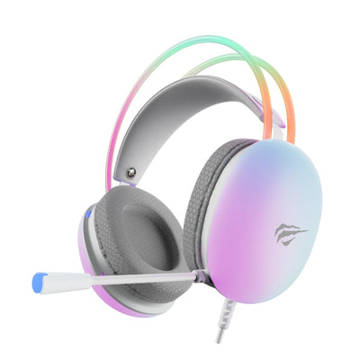 سماعة الألعاب Havit H2037d السلكية (RGB) تصميم عصري، صوت محيطي، وإضاءة RGB أنيقة عبر الـ AUX