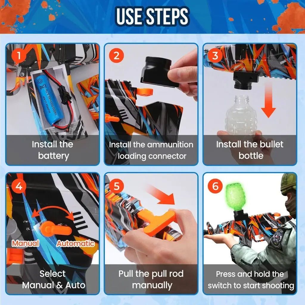 رشاش خرز الجل الكهربائي طراز M416 - لعبة إطلاق آلي للكبار واليافعين (+14)