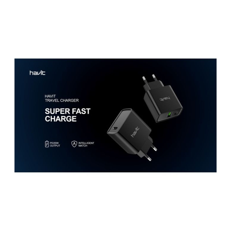 شاحن هافيت السريع (Havit) - الموديل UC220 شحن ثنائي 20 واط لأجهزتك القديمة والجديدة